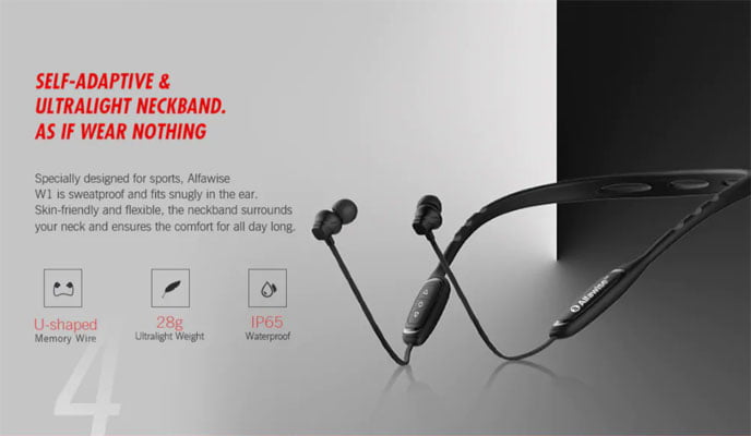 Alfawise W1 Neckband Bluetooth Sports Headphones